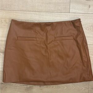 Faux Leather Brown Women's Skirt